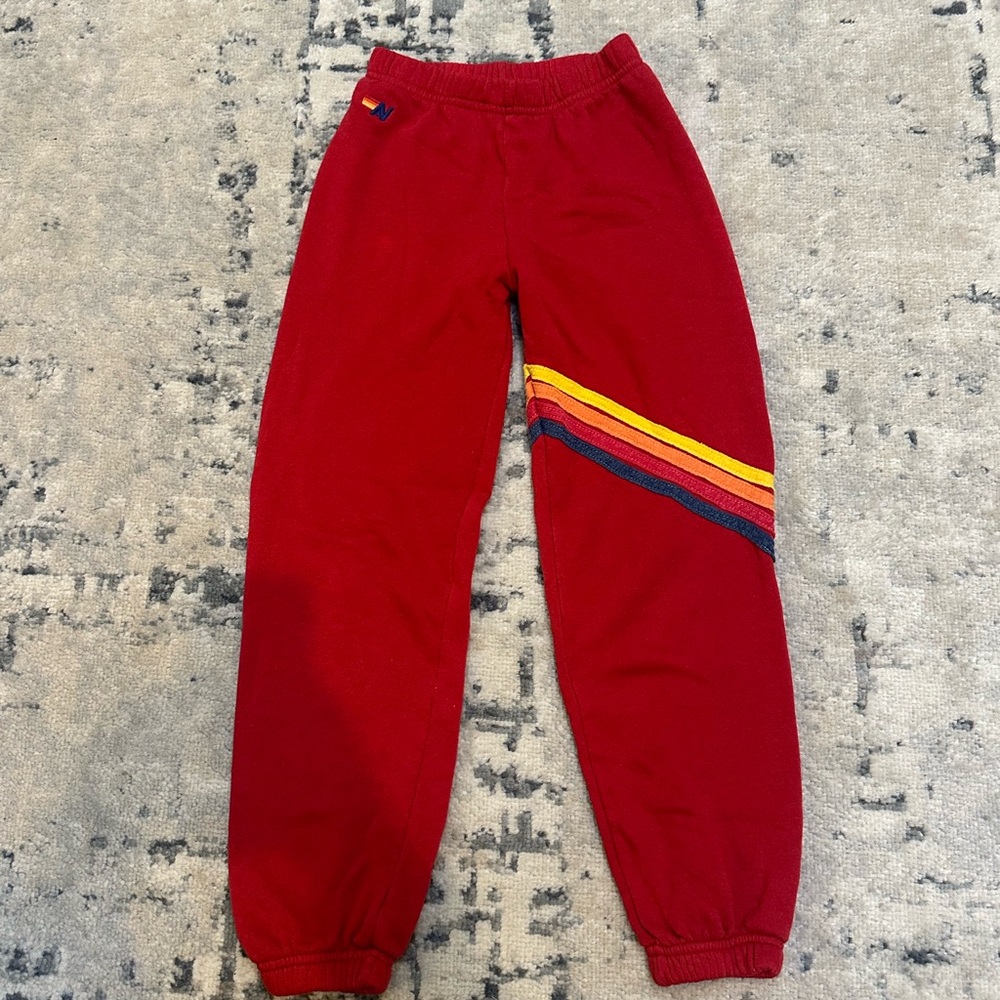 Aviator Nation Kids Red Joggers with Striped Accent